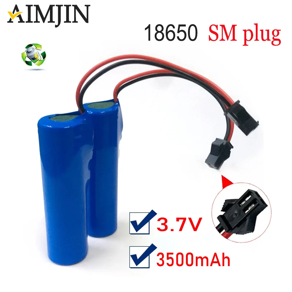 

18650 3.7V 3500mAh Li-ion Battery with SM-2P Plug For C2 D828 RC Stunt Dump Car Toy Accessory 3.7V 18650 battery
