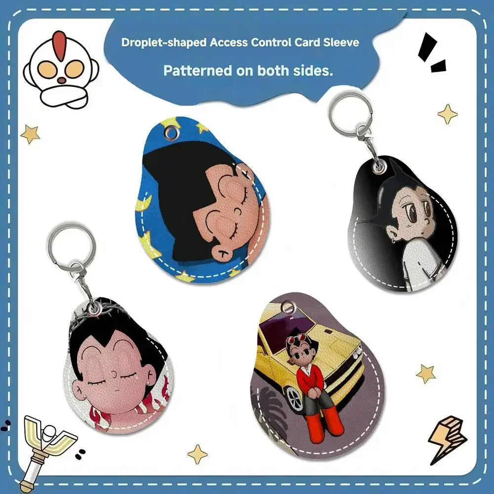 A-Astro-Boy Retro-Sci-Fi New Key Holder PU Leather Key Pouch Slim Housekeeper Key Access Entrance Guard Card Protecter Holder
