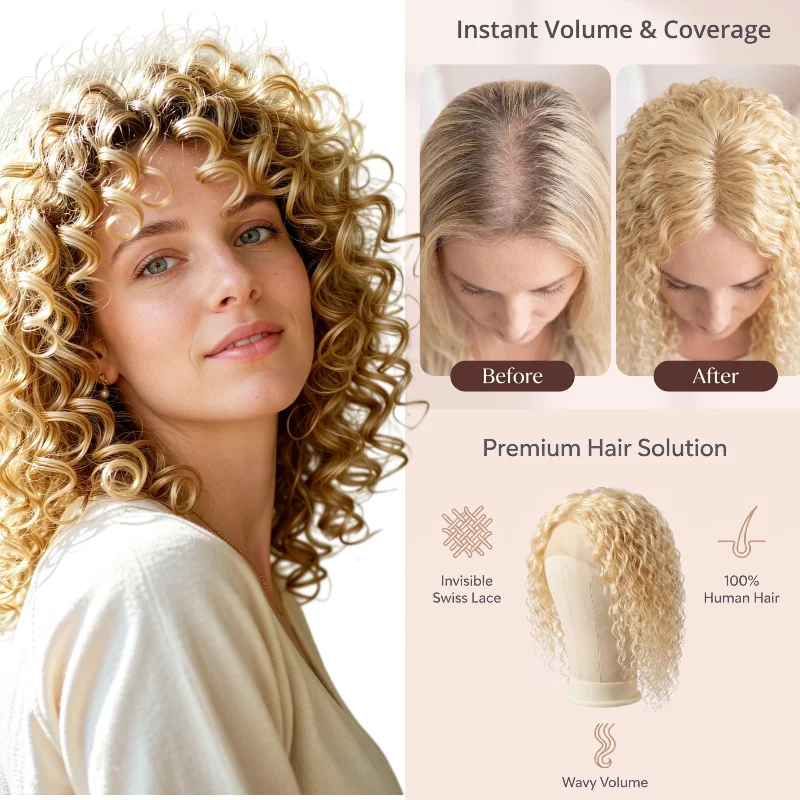 Human Remy Hair Topper Swiss Lace 13x14cm 12inch Body Wave Hair Wig Hand-Tied Color #1B P4-27 7-10Days Ship