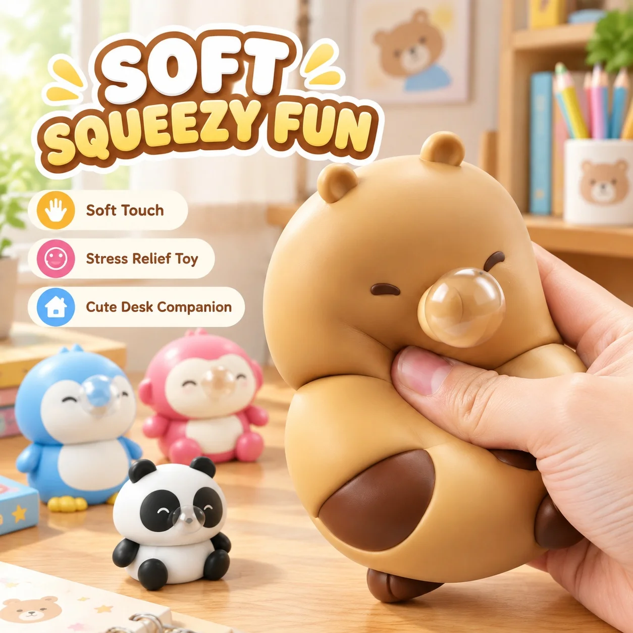 Cute Kapibala Animal Bubble Spitting Squishy Toy Sensory Fidget Toys Stress Relief Antistress Squeeze Gift for Adults Kids