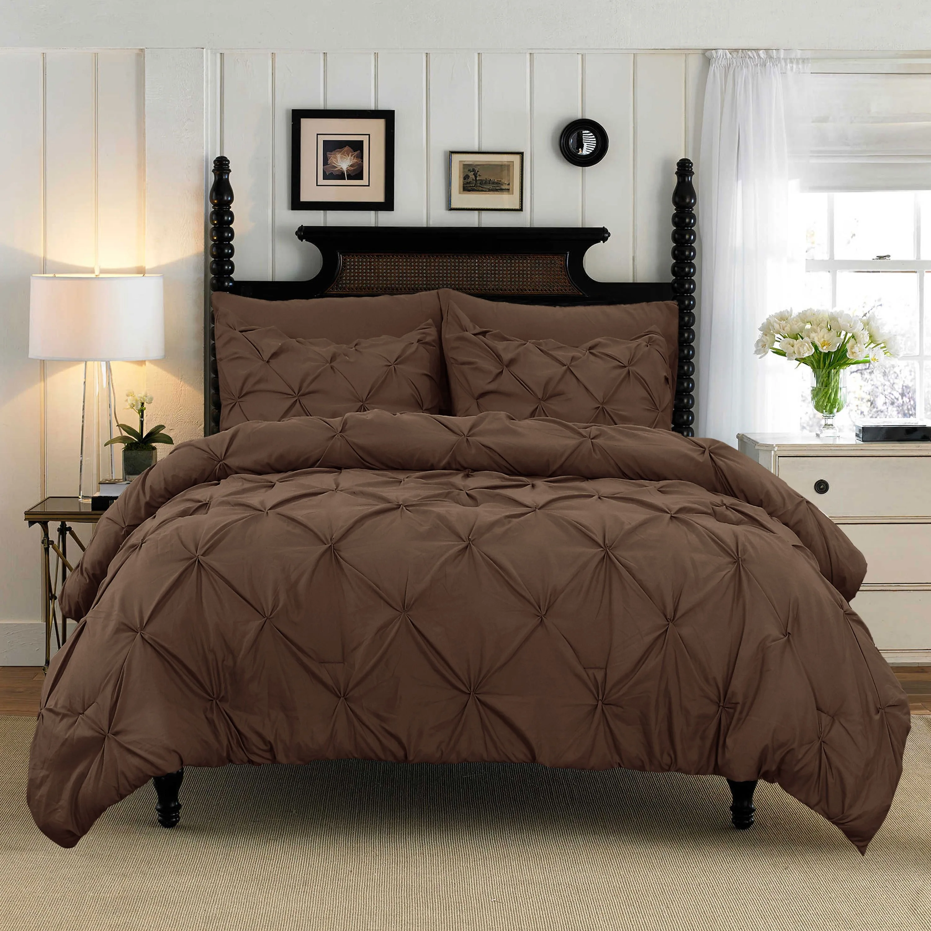Immagine 3: Set biancheria da letto in cotone Elegante e confortevole Pizzico a pieghe con motivo pizzico Set copripiumino in 3 pezzi con lacci angolari