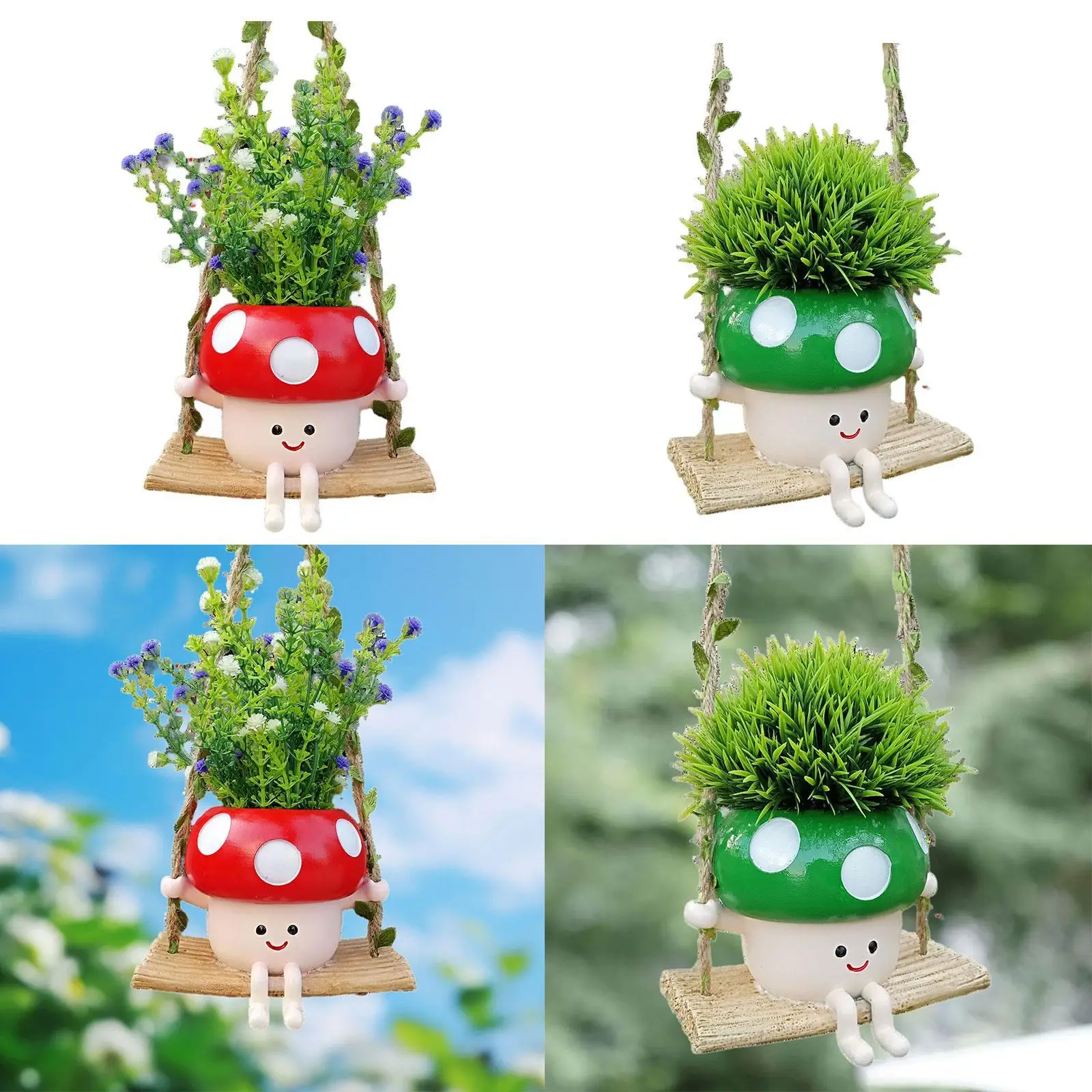 

Cute Swinging Planter, Hanging Resin Flower Head Planter for Indoor and Outdoor Decoration