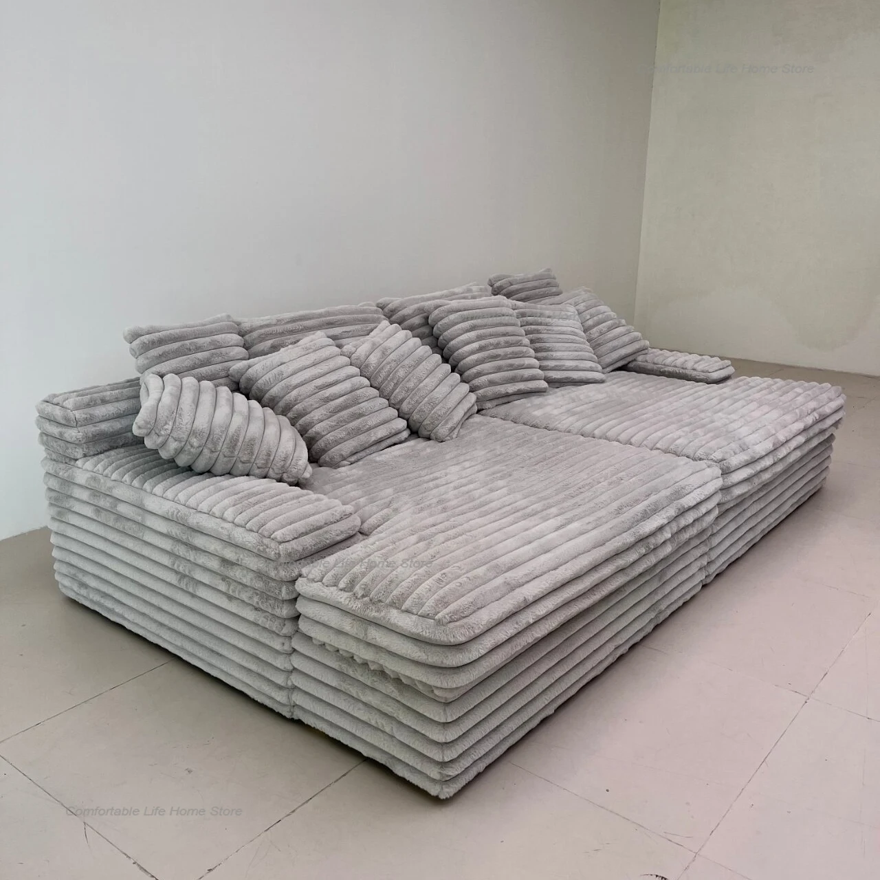 Nordic Cloud Lazy Sofa Thick Corduroy Texture Extra Wide Seat Depth Design Vacuum Compressed Packaging A Must-Have for Home