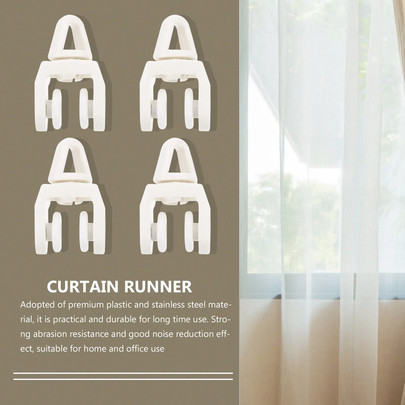 50Pcs Curtain Track Pulley Strong Abrasion Resistant Silent Curtain Runner Plastic Stainless Steel Glider for Drapery Shower