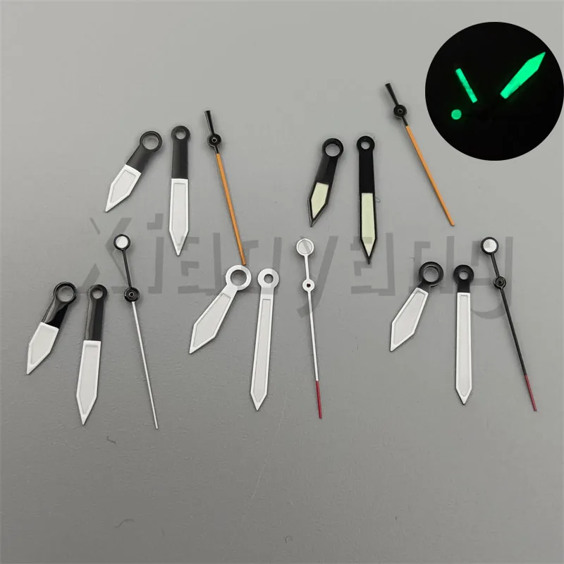 Black White Watch Hands With Super Green Luminous Orange Second Pointers  Fit NH35 Movement Men's Watch Modified AccessorY Parts