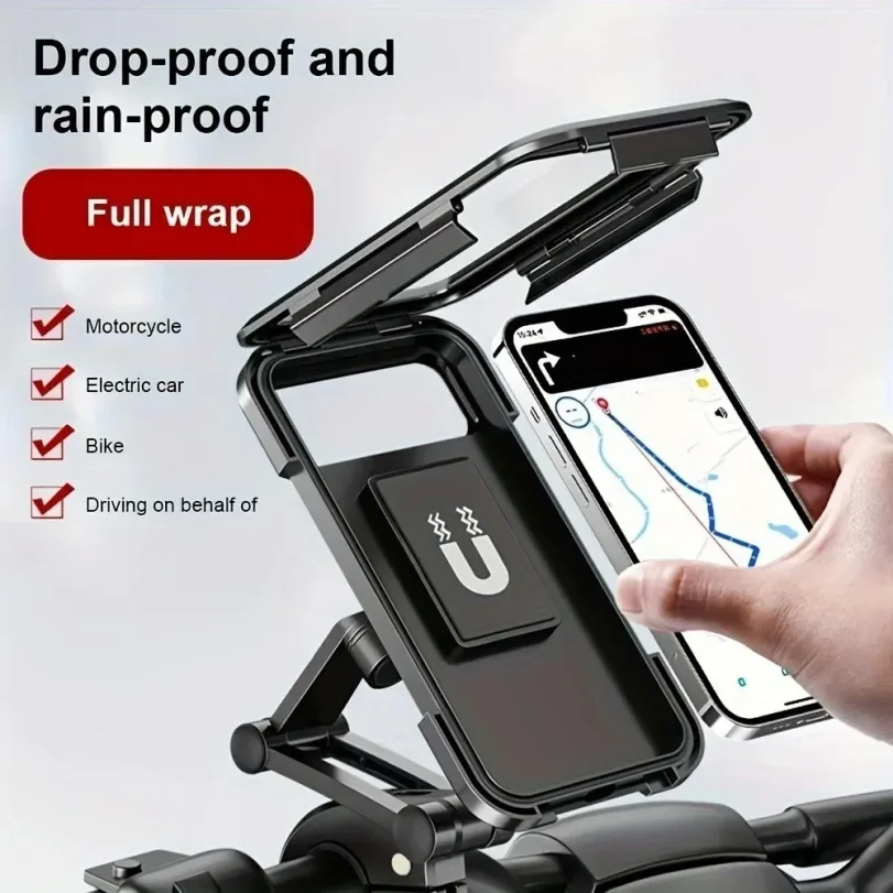 Adjustable 360° Rotating Waterproof Anti-Shock Bike/Motorcycle Cellphone Holder Phone Mount Touchscreen Retractable Phone Holder