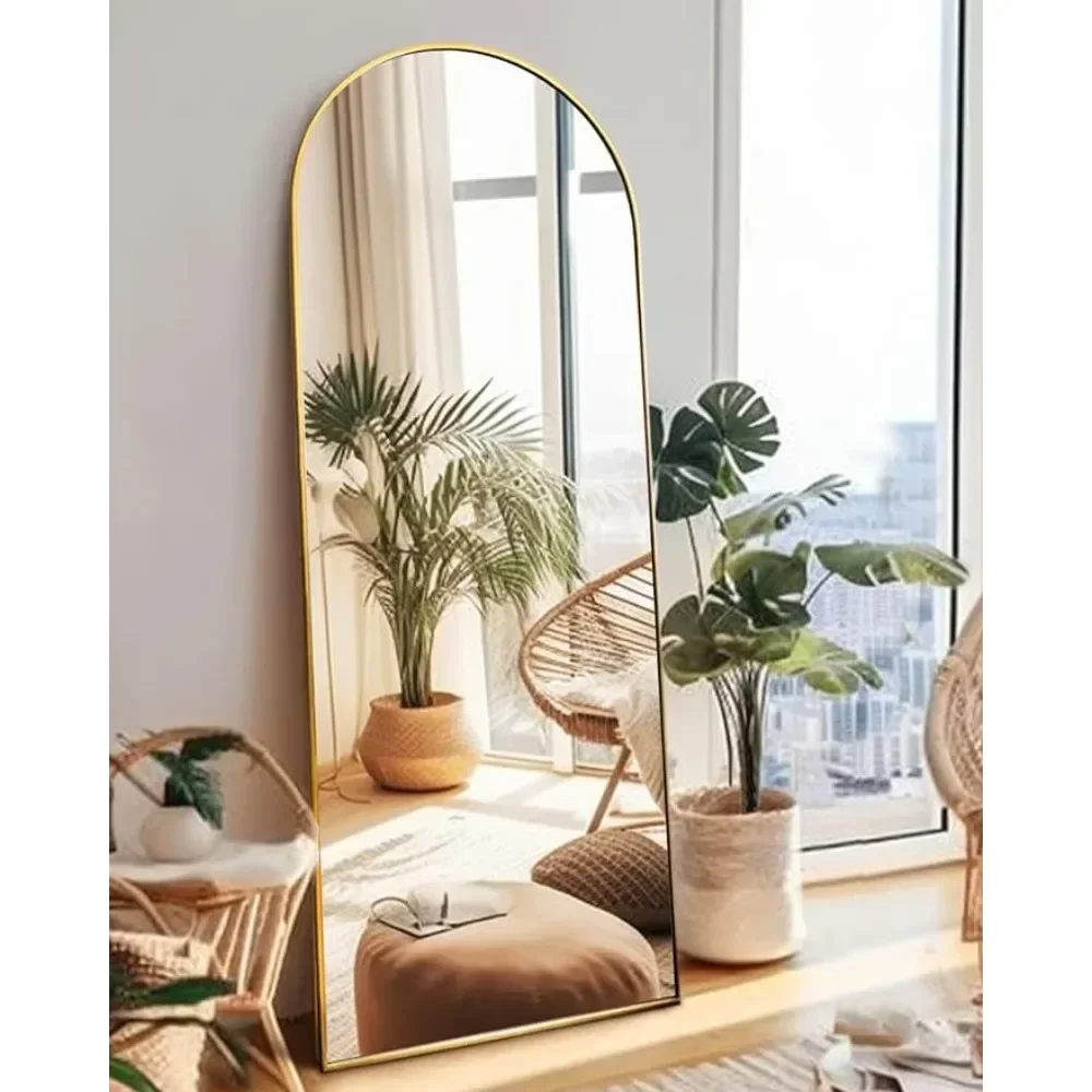 Floor Mirror, Full Length Mirrors with Stand, Arched Wall,Glassless Full Length,Mounted for Bedroom Living Room(Gold)