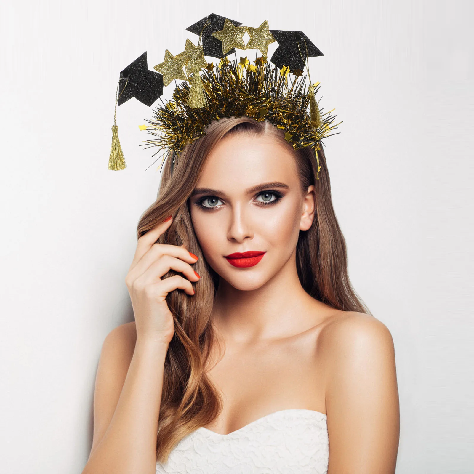 Tassel Hairband Doctor Hat Headdress Headband Graduate Cap Accessories Iron Wire Decorative Graduation