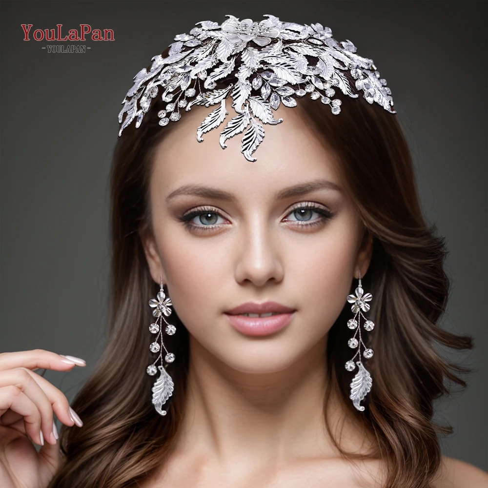 

TOPQUEEN Luxury Bridal Tiara with Comb Alloy Leaf Wedding Hair Accessories Pageant Headwaer Bridal Headdress Headpiece HP512