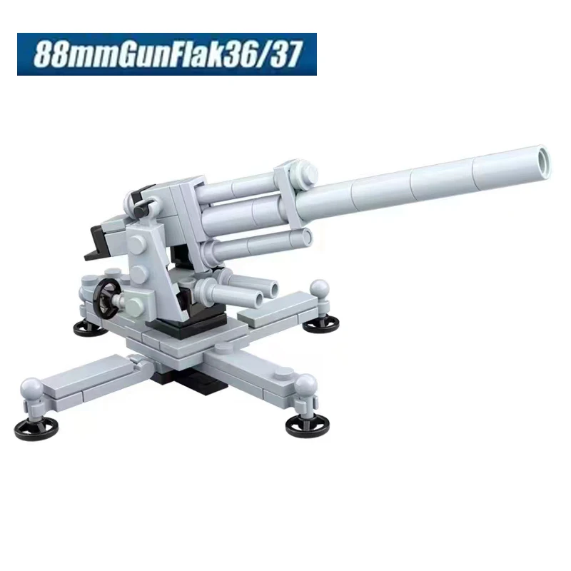 WW2 Military Weapon German 88MM Flak ANTI-TANK Gun Model Cannon Bricks  Building Blocks Sets Educational Toys For Children