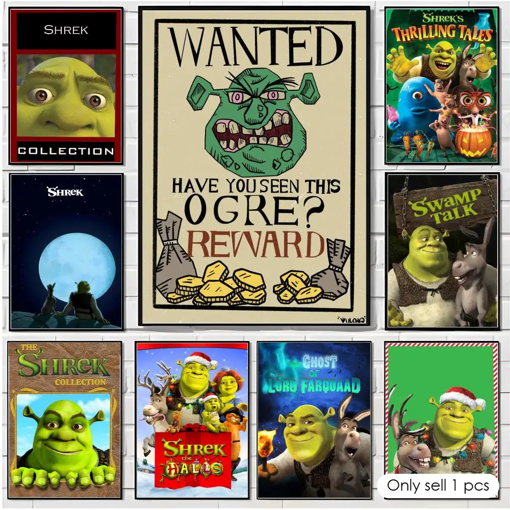 Cartoon Funny S-Shrek Poster Trendy Aesthetic Wall Art high-end Bedroom Home Cafe library Decor