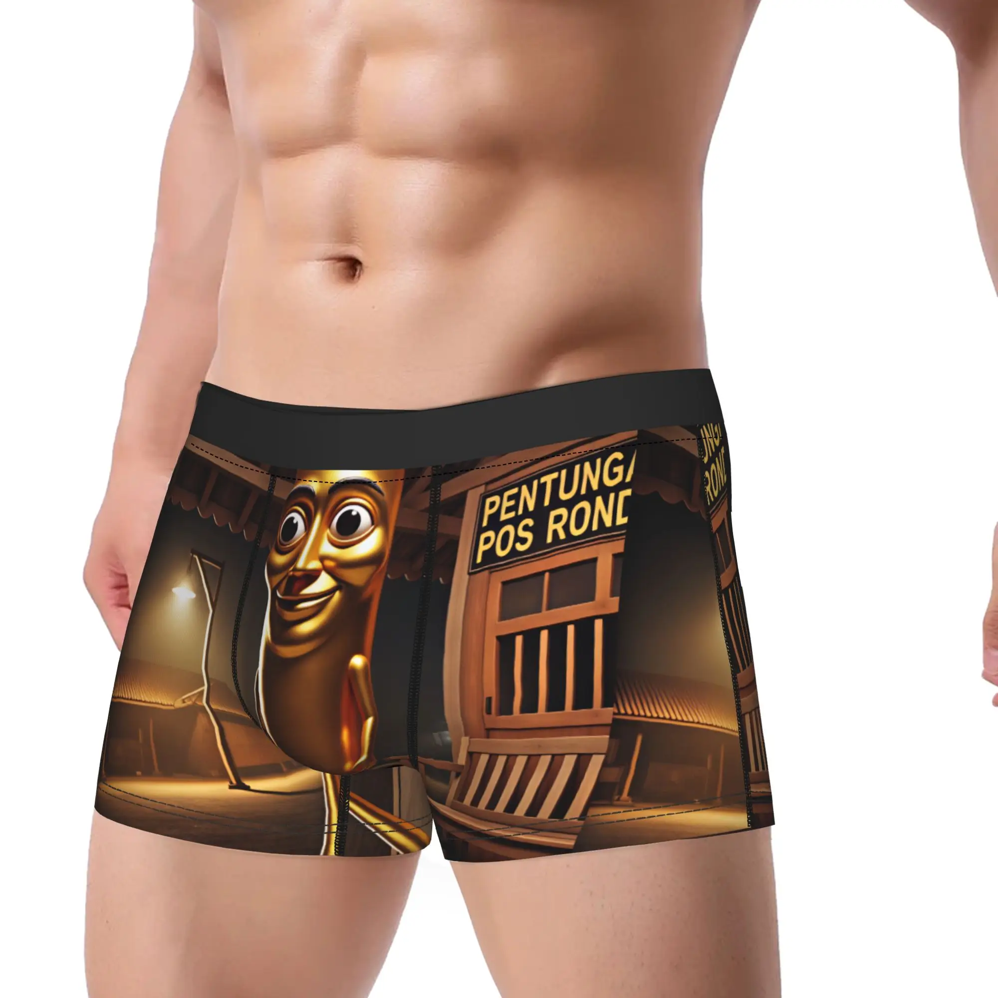 Tung Tung Sahur Golden Character Meme Boxershorts Pouch Underwear Hot Sale Shorts Briefs Comfortable Men Panties Plus Size