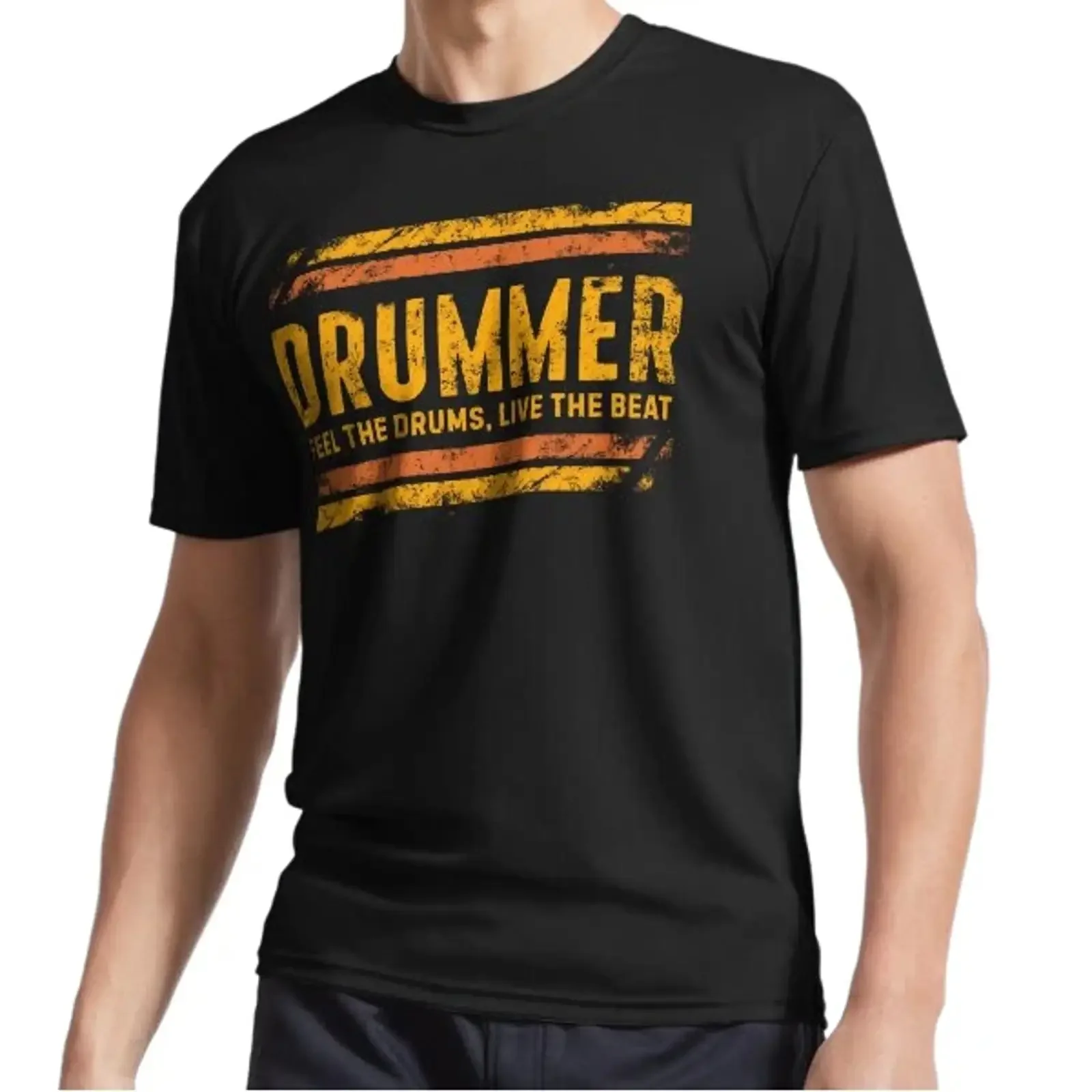 New Drummer Active Logo T Shirt Funny Size S to 5XL Image 1 of 3 vintage Washed graphic Unisex Casual Breathable