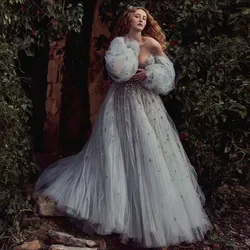 FORMALS Off Shoulder Gary Evening Dress Sexy Open Back A-line Seuqins Beaded See Through Tulle Prom Dresses Ever Pretty