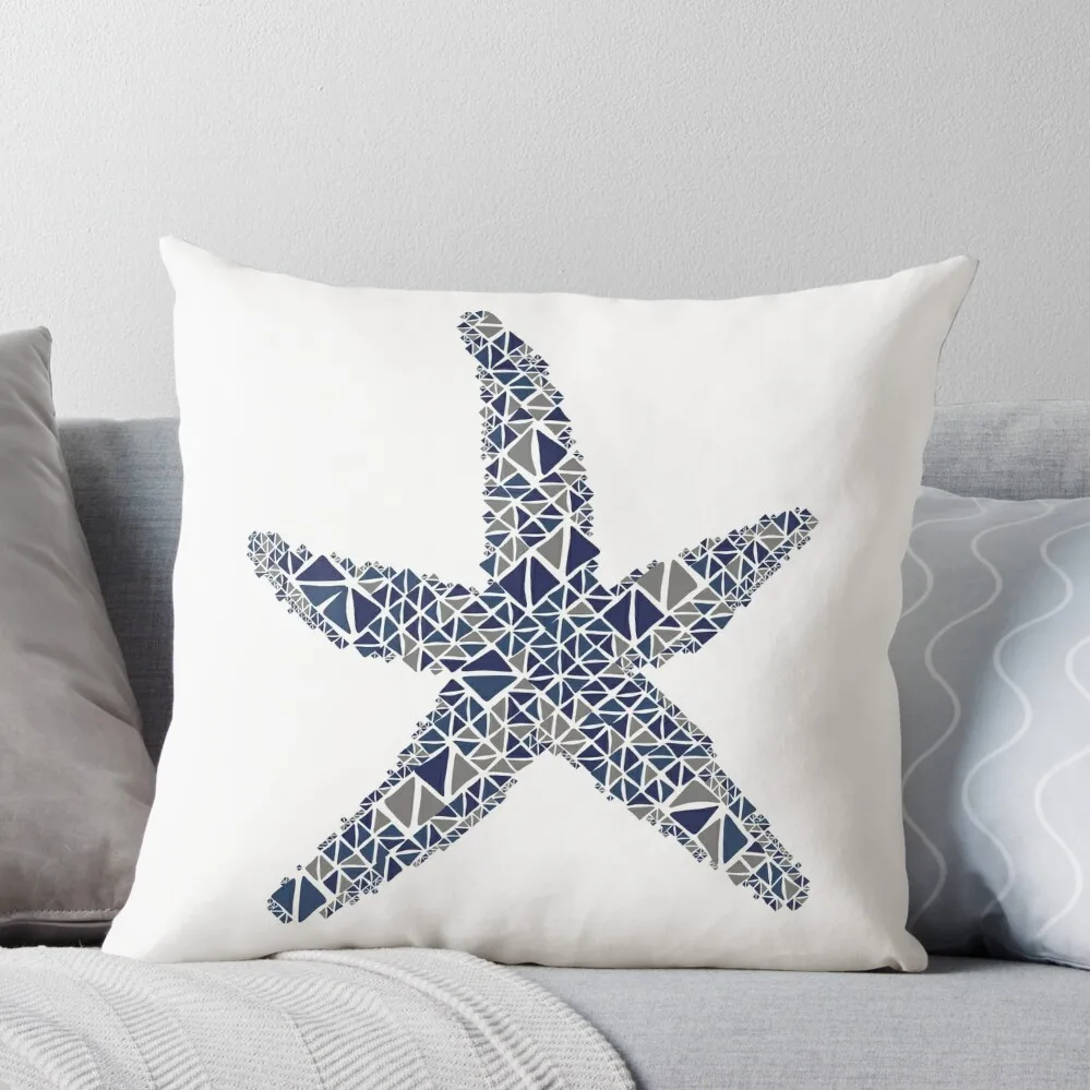 

Nautical starfish navy blue gray geometric pattern Throw Pillow Cusions Cover pillow cover luxury