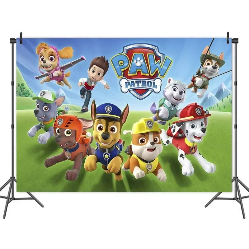 Paw Patrol Kids Birthday Party Backdrop Anime Figure Patrol Canine Background Baby Shower Wall Hanging Photography Decoration