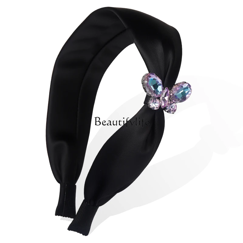 Spring and Summer Colorful Butterfly Series Headband High-End Fabric Headdress Wide Edge