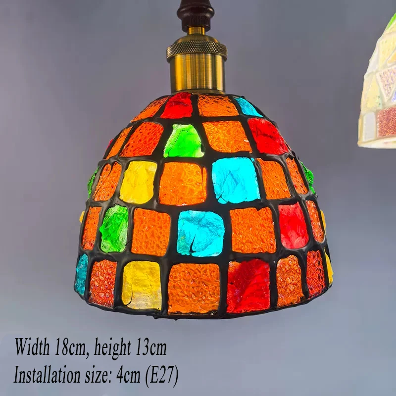 Vintage Glass Lamp Shades Shell Stained Glass Replacement Lampshades for Table Floor Lamp Covers Restaurant Chandelier Shades