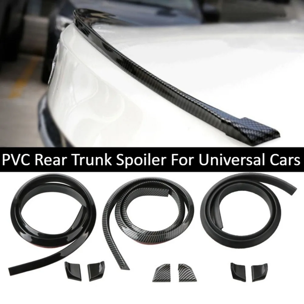 PVC Rear Trunk Spoiler For Universal Cars No Drill Soft Tail Wing Lip Exterior Tuning Accessories Auto Parts Racing