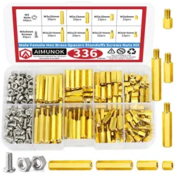 AIMUNOK 336pcs Male Female Hex Brass Spacers standoffs Screws Nuts Kit for Fastening And Anti-Loosening Not Easily Deformed