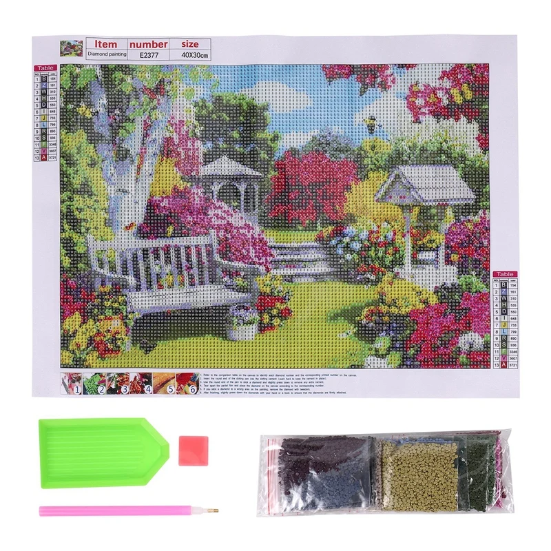 Enjoy New Full Round Diamond Painting Landscape Garden Diamond Painting Flower Square Rhinestones Embroidery Cross-Stitch Home D