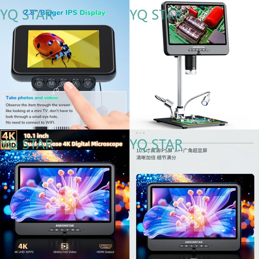 208SE Digital Microscope for Mobile Phone Watch Repair 10.1 Inch HD Electron Microscope for Precision SMD Component