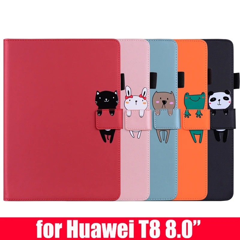 for Huawei T8 8.0inch Leather Book Style Fold Stand with Botton E-Book Tablet PC Cover Case