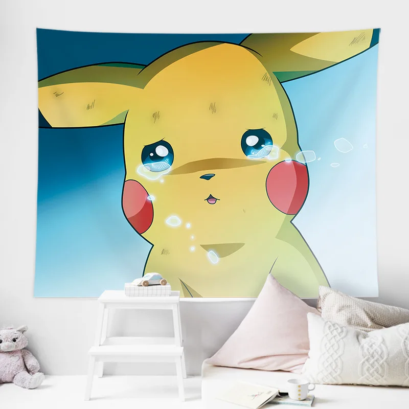 Pikachu Background Wall Cloth, Bed Decoration, Birthday Party Scene, Dormitory Decoration, Painting