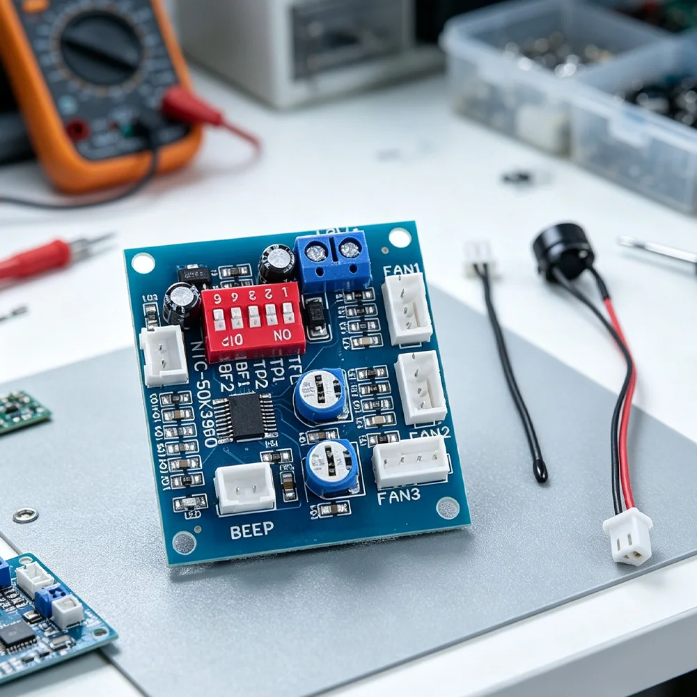 DC 12V For PWM Temperature Control Module 3-Channel for PC For CPU Case Fans with Stall Detection and Onboard Probe