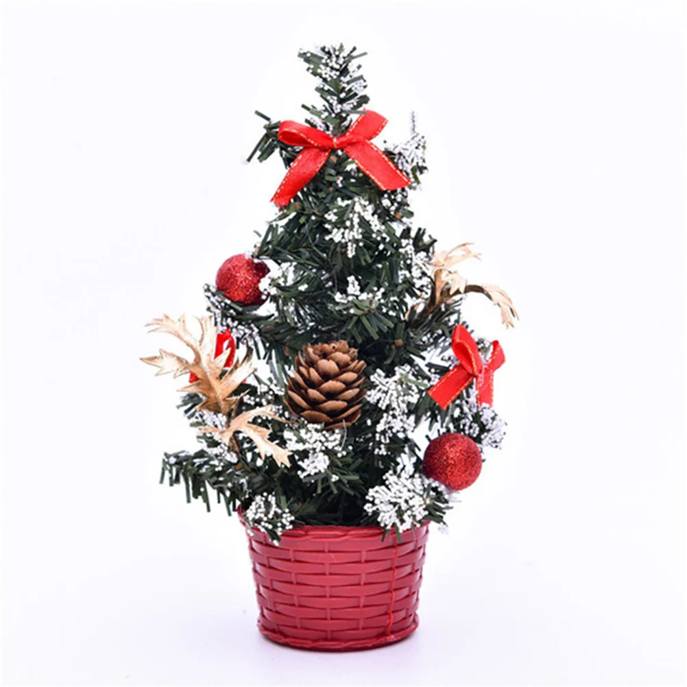

2Pcs Christmas Decorations Exquisite Mini Xmas Tree Red and Gold Colors Ideal for Desktop Party Living Room Holiday Decor