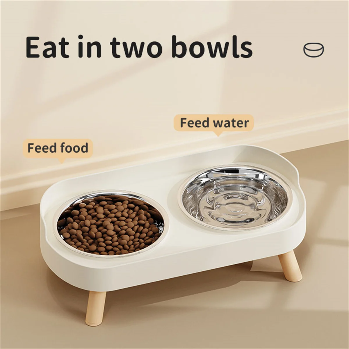 Dopamine Pet Double Bowl Fashion Feeding Large Capacity Stainless Steel Dog Bowl Drinking Water Neck Cat Double Bowl