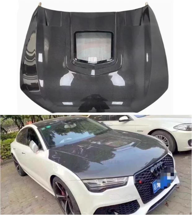 

For Audi C7 A6 S6 RS6 Sedan Allroad 2012-2018 IMP Real Carbon Fiber Bonnet Front Engine Transparent Hood Vent Cover