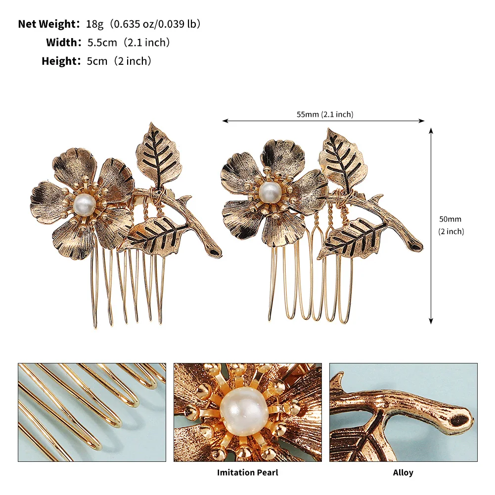 Neueste Gold handgemachte Perle Blume Haarkamm schöne Strass Haarspange Braut Kopfschmuck Hochzeit Zubehör – Detail 12