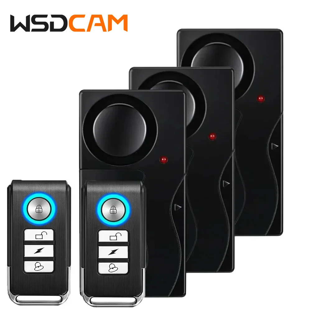 WSDCAM 원격 제어 무선 진동 알람, 도난 방지 알람, 문 및 창문 알람, 오토바이 자전거 보안 센서