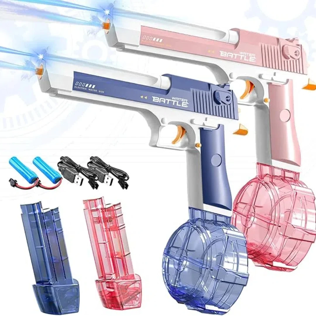 Pistola de água elétrica, pistolas automáticas de esguicho com alcance FT com grande capacidade, blasters de água para crianças meninos adultos verão ao ar livre