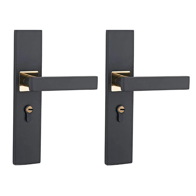 

2X Minimalist Door Lock Continental Door Handle Lock Interior Anti-Theft Room Door Lock Aluminum Alloy Mute Gate Lock