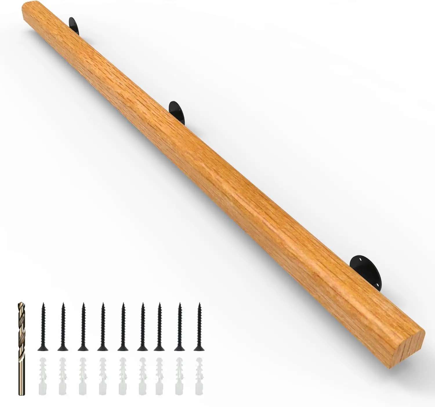 

7FT Wood Stair Handrail Wall Mount, Non-Slip Indoor Outdoor Railings for Stairs, Corridor, Lofts, Patio Guardrail