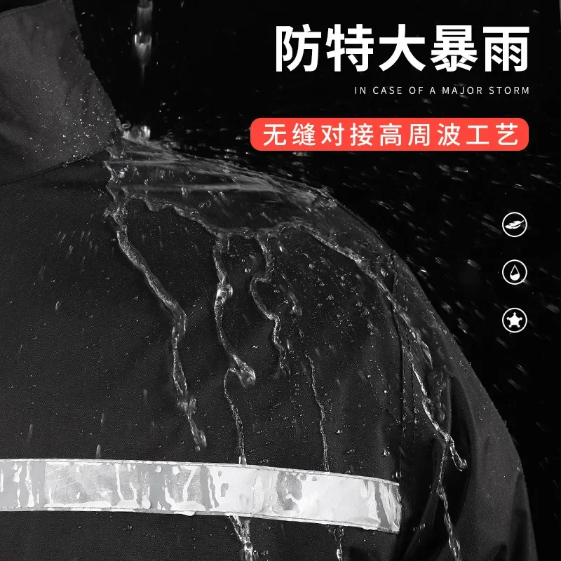 Imagem -03 - Impermeável Long Hooded Raincoat para Homens e Mulheres Black Reflective Rain Coat Caminhadas ao ar Livre Viagens Pesca Escalada de Trabalho