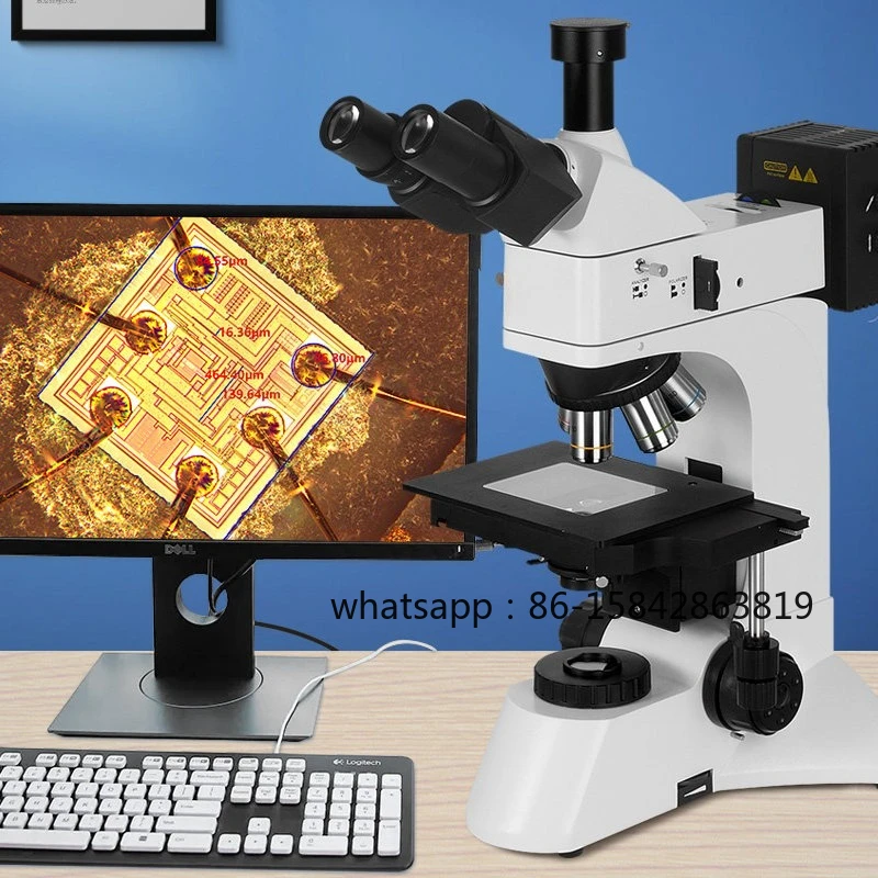 Research-grade light and dark field metallographic microscope to see PCB green oil layer copper plating layer silicon wafer