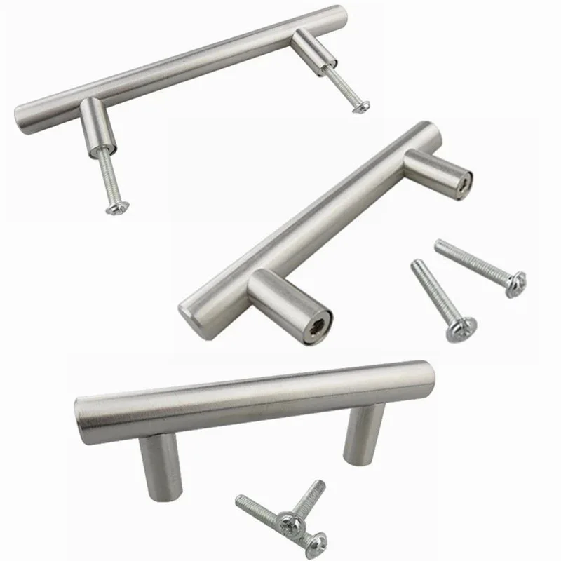 Handle 50mm-500mm Stainless Steel Handles Diameter 10mm Kitchen Door Cabinet T Bar Straight Handle Pull Knobs Furniture Hardware