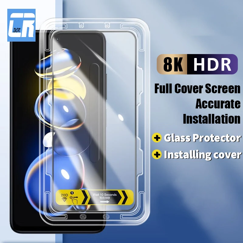 

Full Cover Tempered Glass For Xiaomi Redmi Note 12 11 11t 10 9 Pro K60e 12T 12R With Easy Install Removal Kit Screen Protector