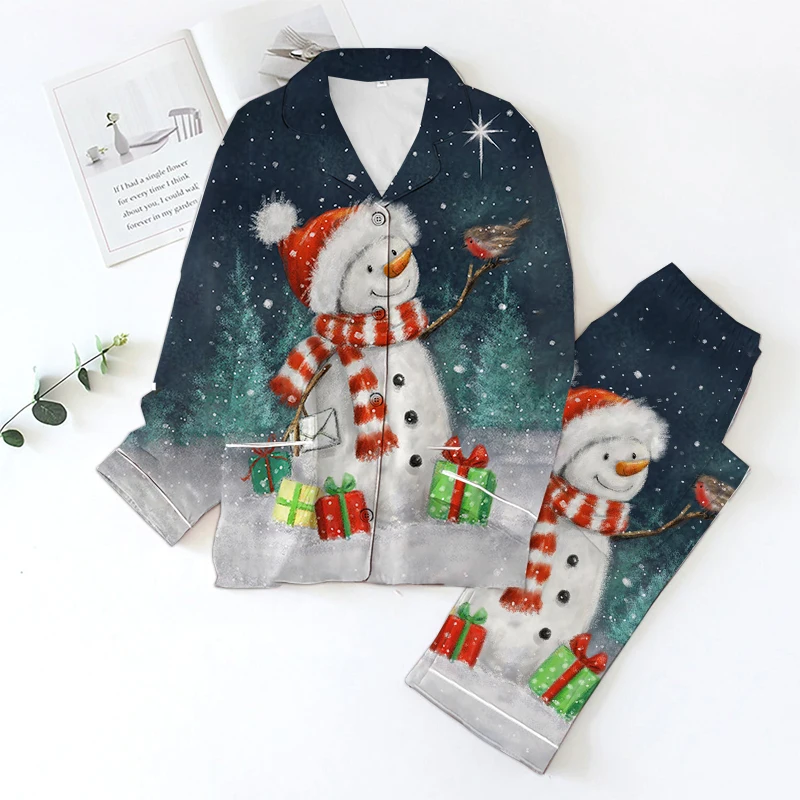 2024 Spring and Autumn New Christmas Custom Pajamas 3D Digital Printed Pajamas Couple Personalized Custom Pajamas