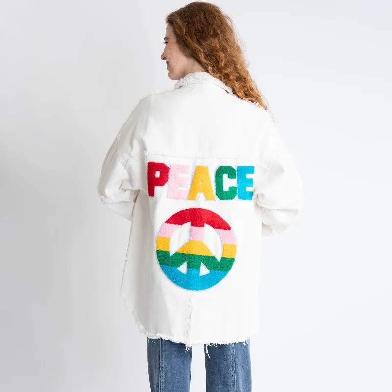 Women's Autumn Spring Top Coat Shirt Denim Embroidery Lapel Solid Color Simple New Casual Design Fashion Niche Versatile Skinny