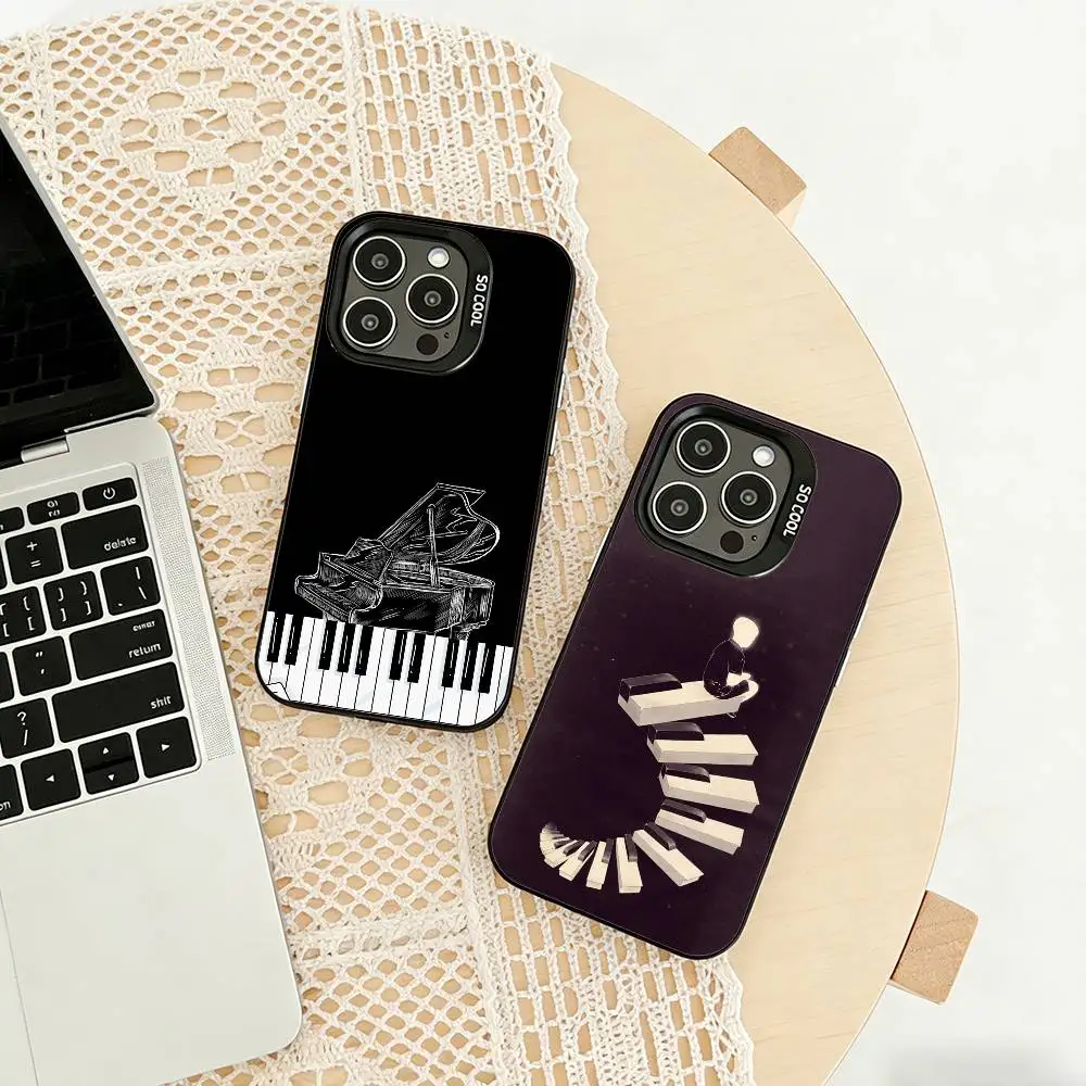 

Music Piano Keyboard Phone Case For iPhone 17,16,15,14,13,12,11 Plus,Pro Max,XS,Colored silver phone case