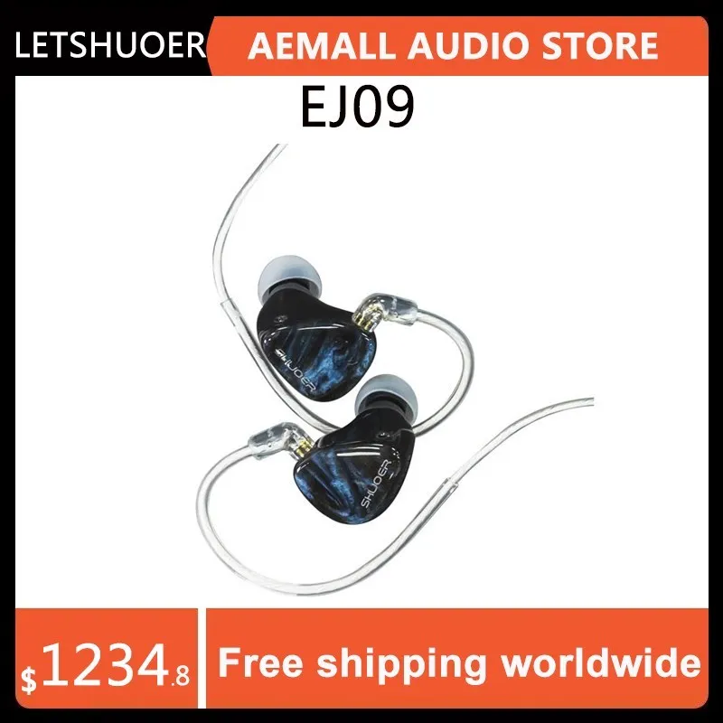 

Shuoer EJ09 | flagship 10mm dynamic electrostatic BA driver hybrid IEM headphones with monocrystalline silver / copper cable