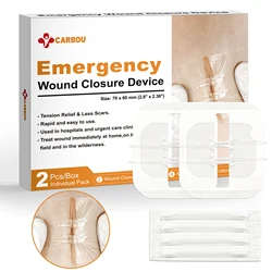 CARBOU 2PCS Painless Wound Closure Device Suture-free Wound Dressing Closure Strips Zipper Kit Emergency Laceration Closures