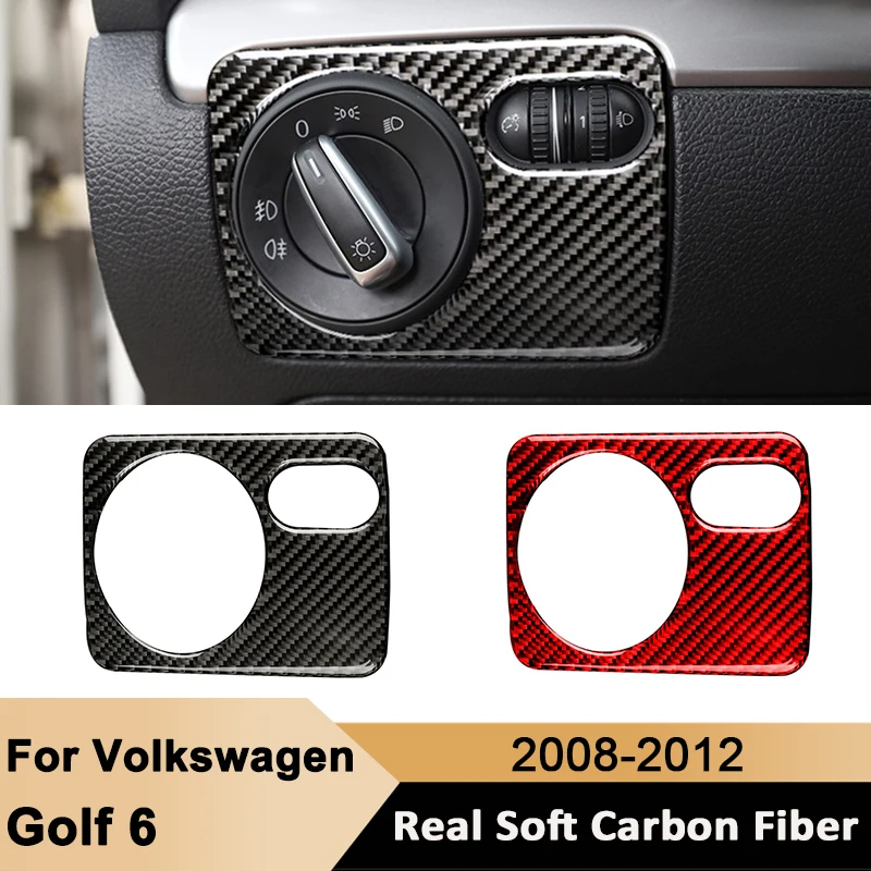 

Carbon Fiber Car Headlight Adjustment Panel Trim Frame Decorative Sticker For Volkswagen Golf 6 2008-2012 Auto Interior Parts