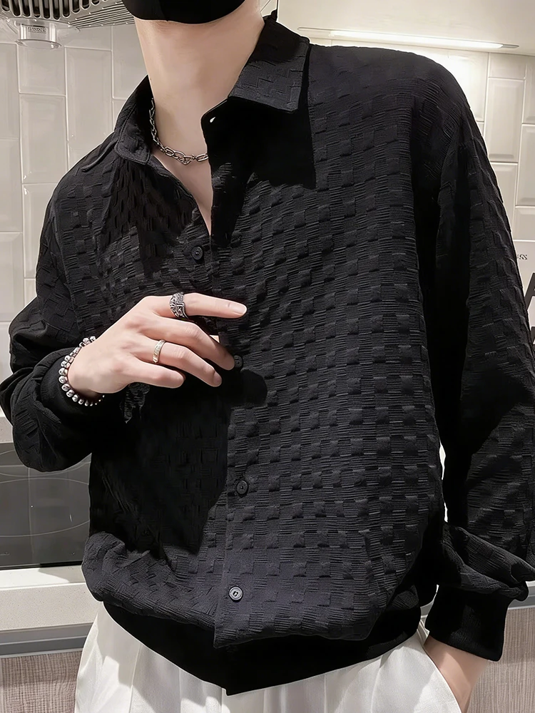 2026 New Men's Spring & Autumn Plaid Lapel Overshirt Loose Fit Casual Premium Versatile Stylish Outerwear