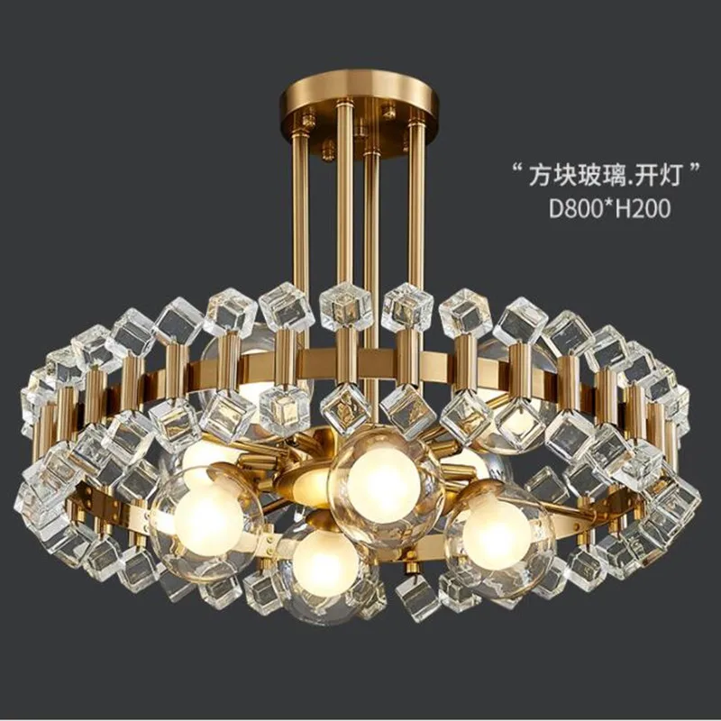 Newly Arrived Crystals Modern Chandelier for Living Room Home Decoration Gold Round Kitchen Fixture Colorful Stone Hanging Lamp