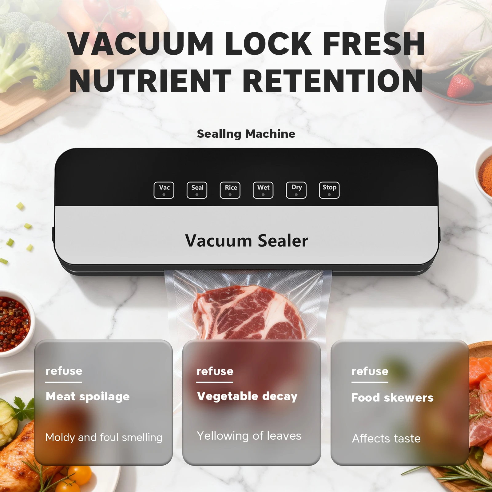 

Электрический вакуумный упаковщик пищевых продуктов для домашнего использования — работа в один клик, инструмент для сохранения свежести продуктов с термосварительной полосой